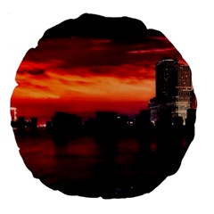 New York City Urban Skyline Harbor Large 18  Premium Flano Round Cushions by BangZart