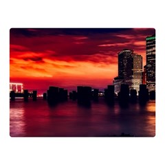 New York City Urban Skyline Harbor Double Sided Flano Blanket (mini)  by BangZart