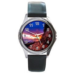 South Africa Sea Ocean Hdr Sky Round Metal Watch by BangZart