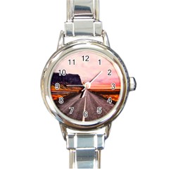 Iceland Sky Clouds Sunset Round Italian Charm Watch by BangZart