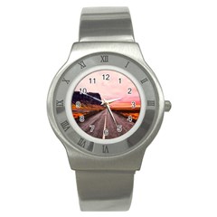 Iceland Sky Clouds Sunset Stainless Steel Watch by BangZart