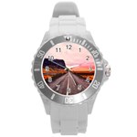 Iceland Sky Clouds Sunset Round Plastic Sport Watch (L) Front