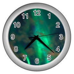 Northern Lights Plasma Sky Wall Clocks (silver)  by BangZart