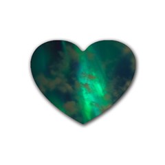 Northern Lights Plasma Sky Heart Coaster (4 Pack)  by BangZart