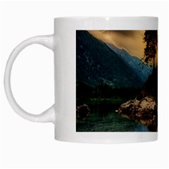 Sunset Dusk Sky Clouds Lightning White Mugs by BangZart