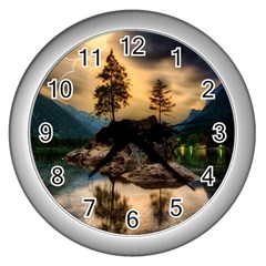 Sunset Dusk Sky Clouds Lightning Wall Clocks (silver)  by BangZart