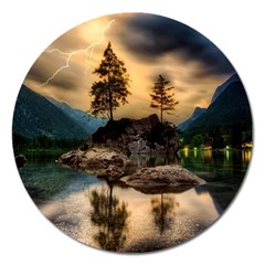 Sunset Dusk Sky Clouds Lightning Magnet 5  (round) by BangZart