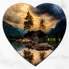 Sunset Dusk Sky Clouds Lightning Jigsaw Puzzle (heart) by BangZart