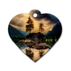 Sunset Dusk Sky Clouds Lightning Dog Tag Heart (one Side) by BangZart