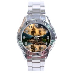 Sunset Dusk Sky Clouds Lightning Stainless Steel Analogue Watch by BangZart