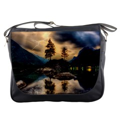 Sunset Dusk Sky Clouds Lightning Messenger Bags by BangZart