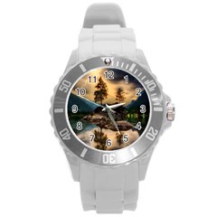 Sunset Dusk Sky Clouds Lightning Round Plastic Sport Watch (l) by BangZart