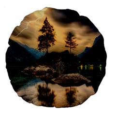 Sunset Dusk Sky Clouds Lightning Large 18  Premium Round Cushions by BangZart