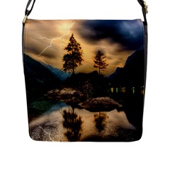 Sunset Dusk Sky Clouds Lightning Flap Messenger Bag (l)  by BangZart