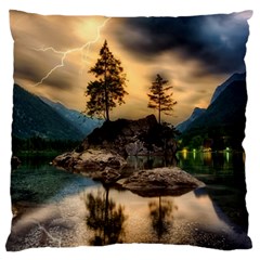 Sunset Dusk Sky Clouds Lightning Large Flano Cushion Case (one Side) by BangZart