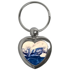 Antarctica Mountains Sunrise Snow Key Chains (heart)  by BangZart