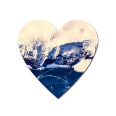 Antarctica Mountains Sunrise Snow Heart Magnet by BangZart