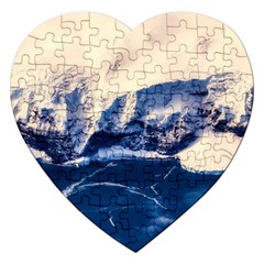 Antarctica Mountains Sunrise Snow Jigsaw Puzzle (heart) by BangZart