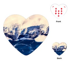 Antarctica Mountains Sunrise Snow Playing Cards (heart)  by BangZart