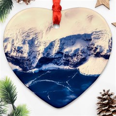 Antarctica Mountains Sunrise Snow Heart Ornament (two Sides) by BangZart