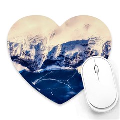 Antarctica Mountains Sunrise Snow Heart Mousepads by BangZart