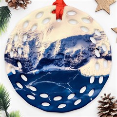 Antarctica Mountains Sunrise Snow Round Filigree Ornament (two Sides) by BangZart