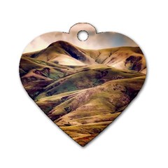 Iceland Mountains Sky Clouds Dog Tag Heart (two Sides) by BangZart