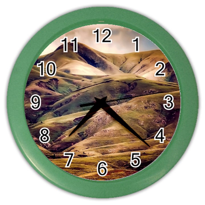 Iceland Mountains Sky Clouds Color Wall Clocks