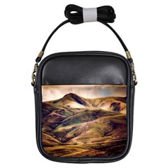 Iceland Mountains Sky Clouds Girls Sling Bags by BangZart