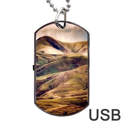 Iceland Mountains Sky Clouds Dog Tag Usb Flash (one Side) by BangZart