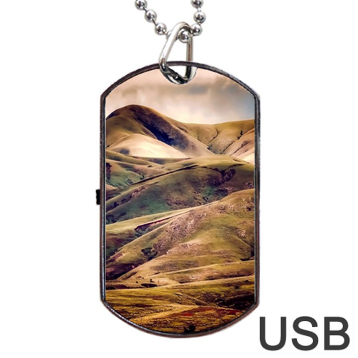 Iceland Mountains Sky Clouds Dog Tag USB Flash (Two Sides)