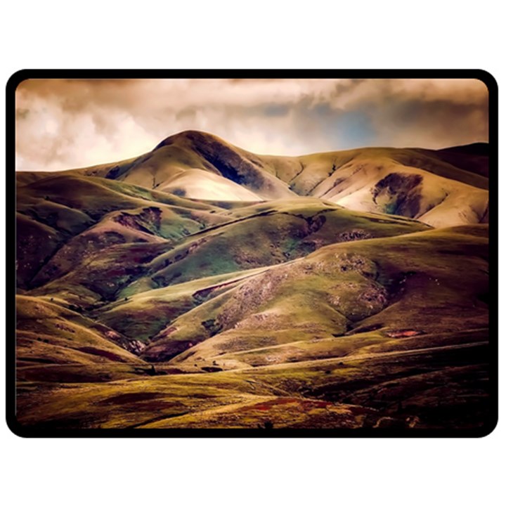 Iceland Mountains Sky Clouds Double Sided Fleece Blanket (Large) 