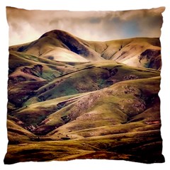 Iceland Mountains Sky Clouds Large Flano Cushion Case (two Sides) by BangZart