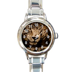 Jaguar Water Stalking Eyes Round Italian Charm Watch by BangZart