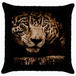 Jaguar Water Stalking Eyes Throw Pillow Case (Black) Front