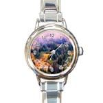 Landscape Fog Mist Haze Forest Round Italian Charm Watch Front