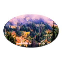 Landscape Fog Mist Haze Forest Oval Magnet by BangZart