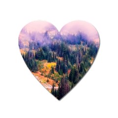 Landscape Fog Mist Haze Forest Heart Magnet by BangZart