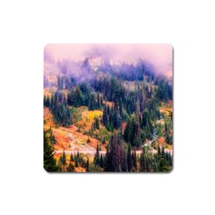 Landscape Fog Mist Haze Forest Square Magnet by BangZart