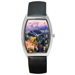 Landscape Fog Mist Haze Forest Barrel Style Metal Watch by BangZart