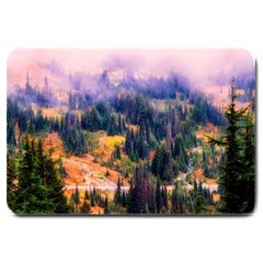 Landscape Fog Mist Haze Forest Large Doormat  by BangZart