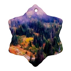 Landscape Fog Mist Haze Forest Snowflake Ornament (two Sides) by BangZart