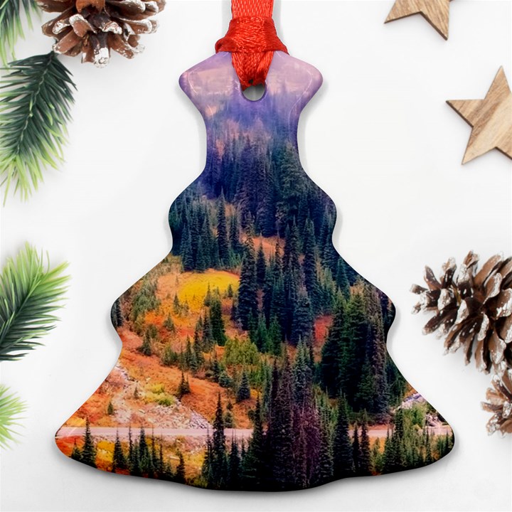 Landscape Fog Mist Haze Forest Christmas Tree Ornament (Two Sides)