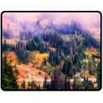 Landscape Fog Mist Haze Forest Double Sided Fleece Blanket (Medium)  58.8 x47.4  Blanket Back