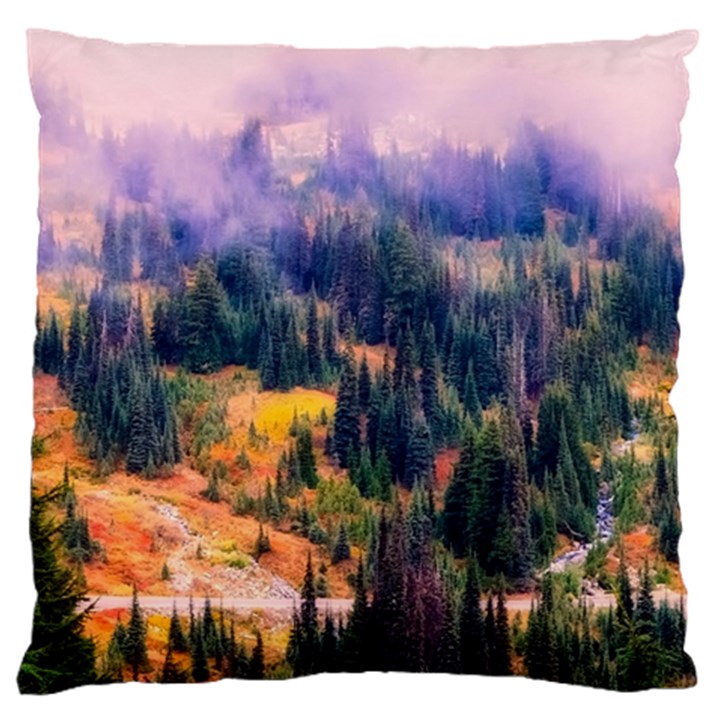 Landscape Fog Mist Haze Forest Large Flano Cushion Case (Two Sides)