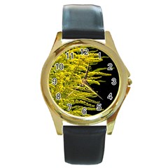 Golden Rod Gold Diamond Round Gold Metal Watch by BangZart