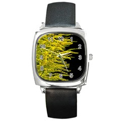 Golden Rod Gold Diamond Square Metal Watch by BangZart