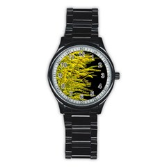 Golden Rod Gold Diamond Stainless Steel Round Watch by BangZart