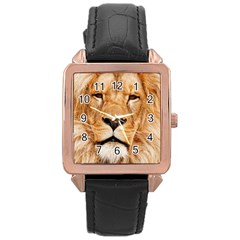 Africa African Animal Cat Close Up Rose Gold Leather Watch  by BangZart