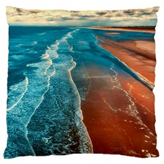 Sea Ocean Coastline Coast Sky Large Flano Cushion Case (two Sides) by BangZart